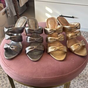 Vince Camuto Thendie Slide Silver and Gold Heels